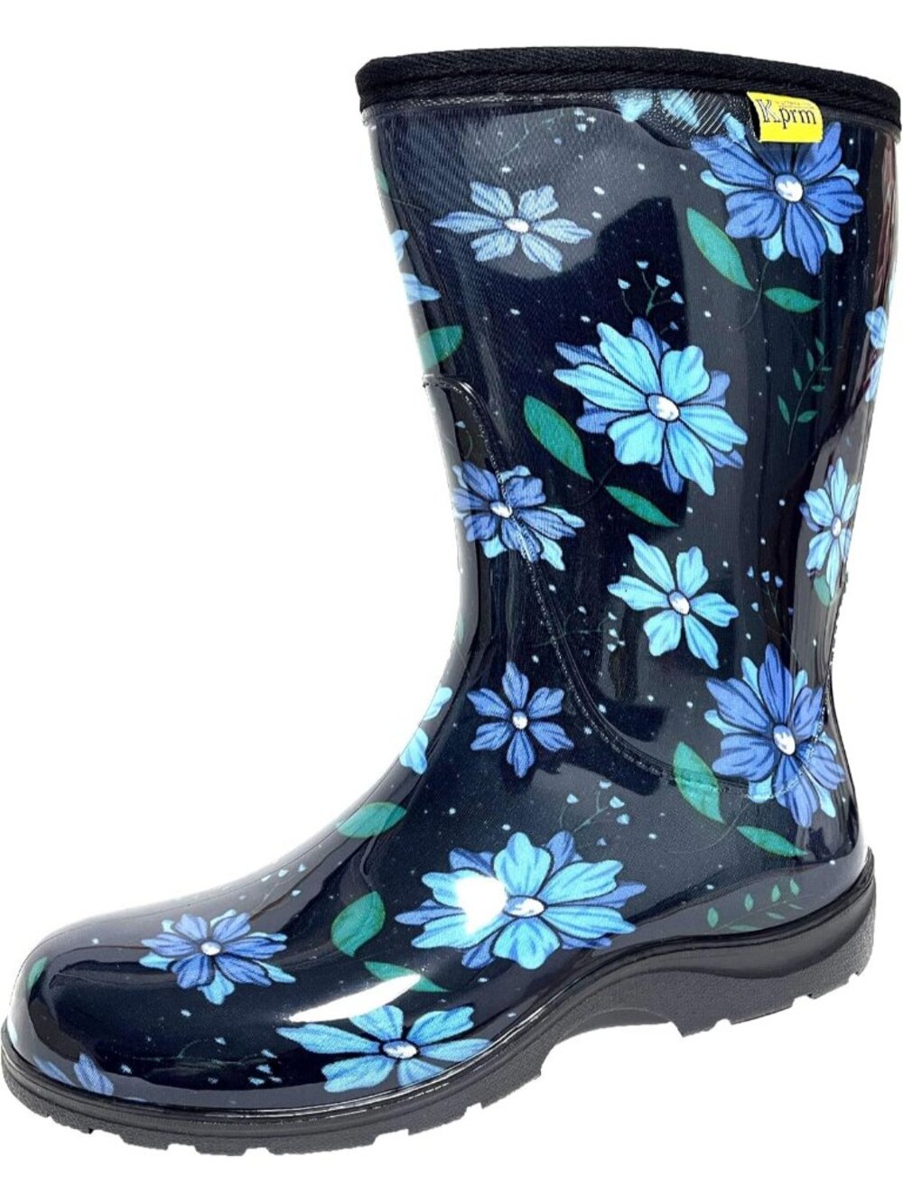 Women's Blue Spring Rain Boots Waterproof Mid Calf Rubber Outdoor Garden Shoes